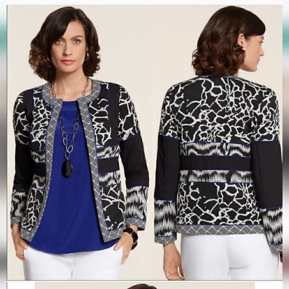 NWOT Chico's Artisan Jacquard Blocked Jacket